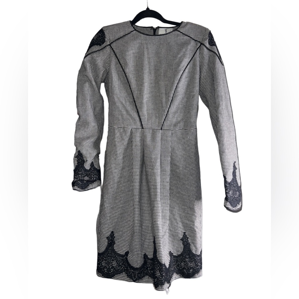 NWT Valentina Shah houndstooth lace long sleeve dress